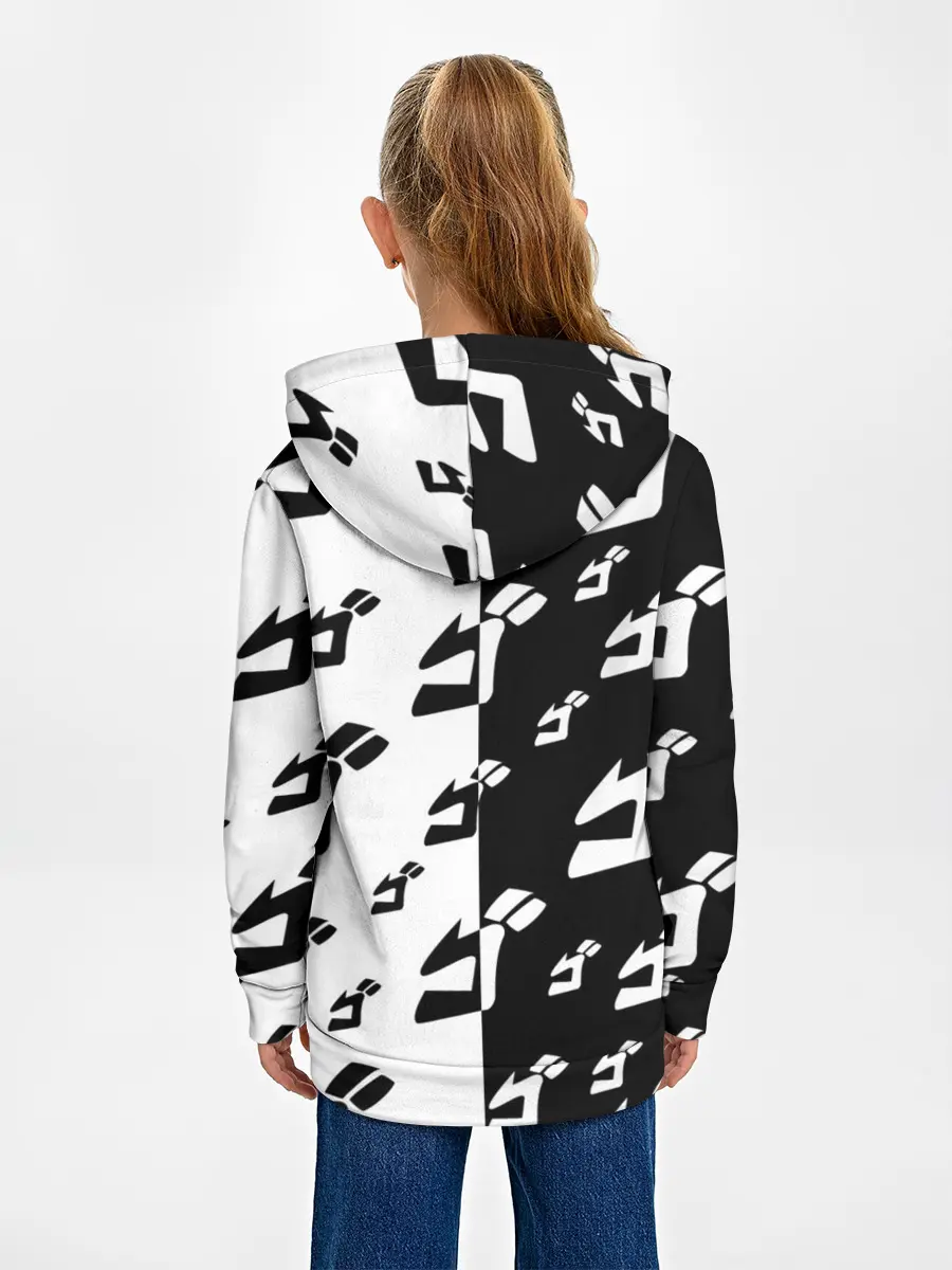 Детское худи / Паттерн ДжоДжо черно-белый