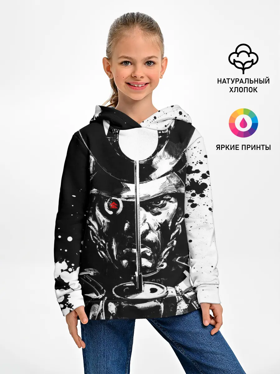 Детское худи / Самурай | ЧБ | Лого