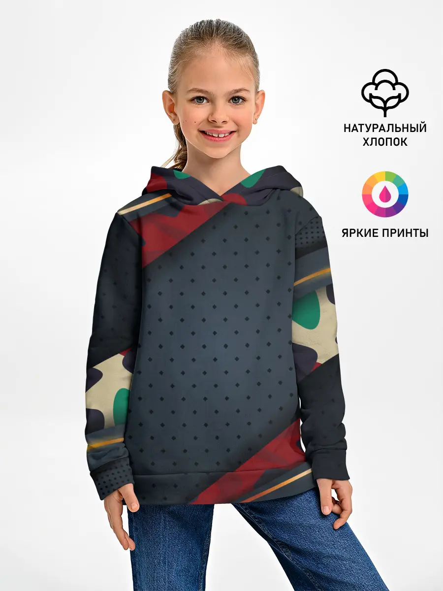 Детское худи / 3D Dark red & black