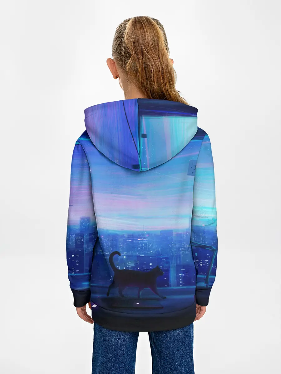 Детское худи / Кошка арт окно