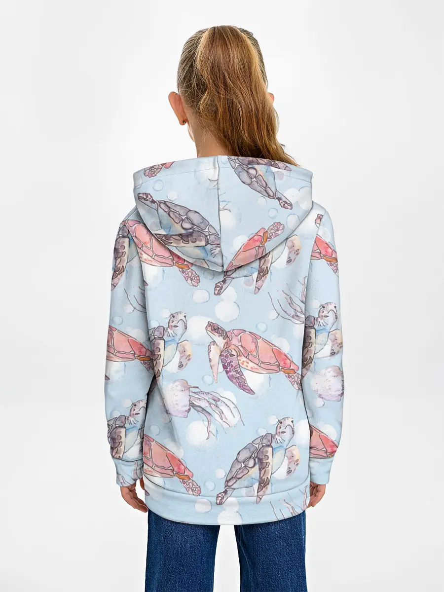 Детское худи / подводный мир черепахи медузы