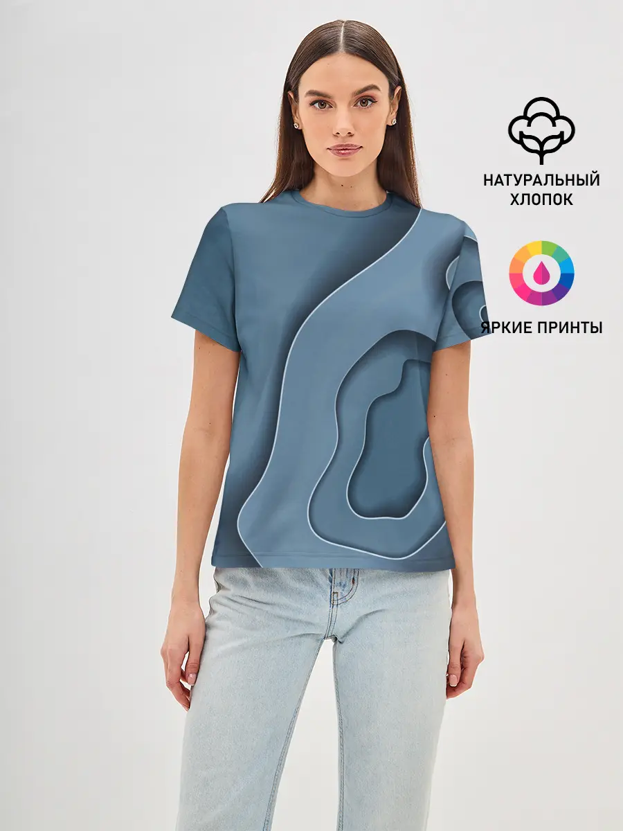 Женская базовая футболка / Абстракция бумажные волны