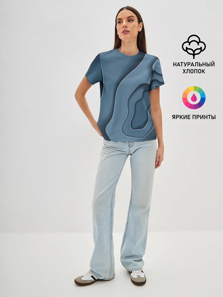 Женская базовая футболка / Абстракция бумажные волны