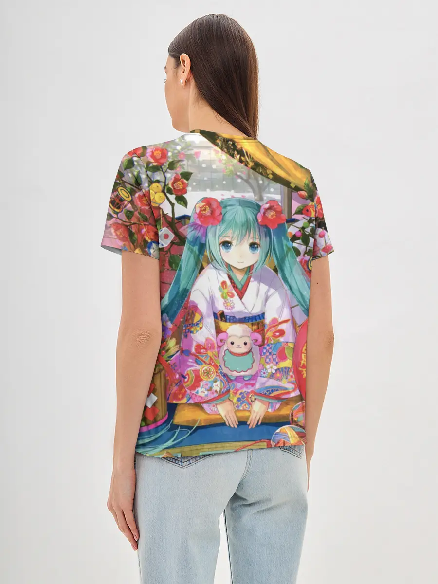 Женская базовая футболка / Окно Mika Hatsune