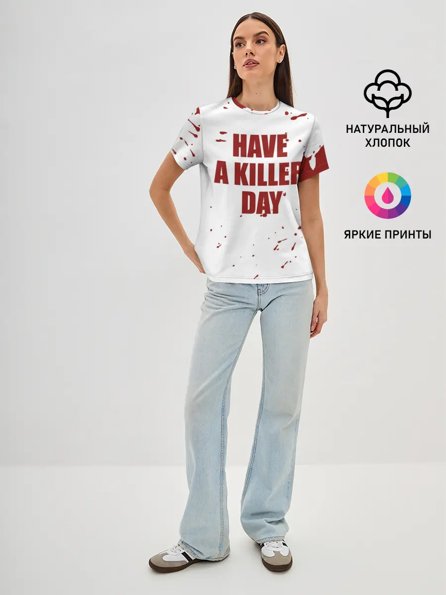 Женская базовая футболка / blood have a killer day Dexter