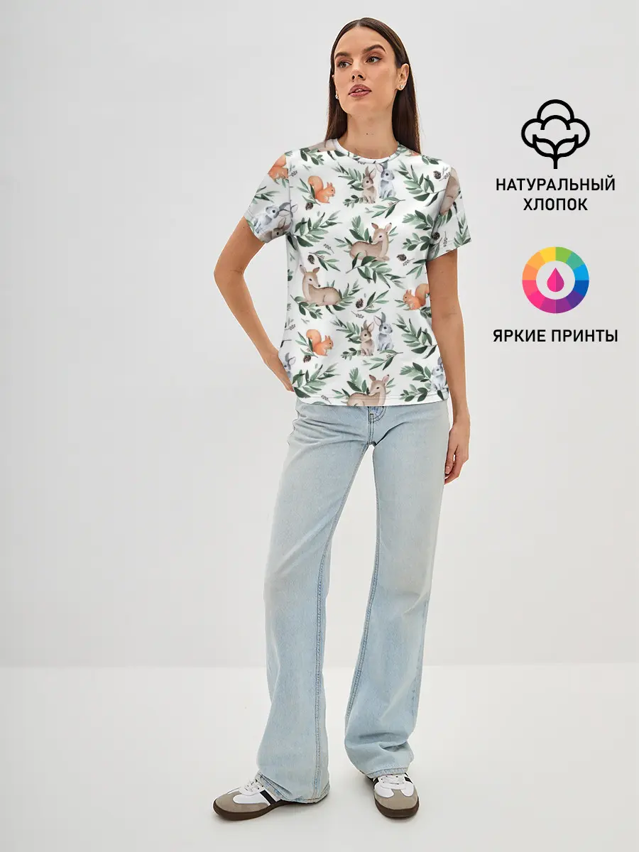 Женская базовая футболка / Лесные животные