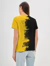 Женская базовая футболка / ЧЕРНО ЖЕЛТЫЙ ГРАНЖ | GRUNGE