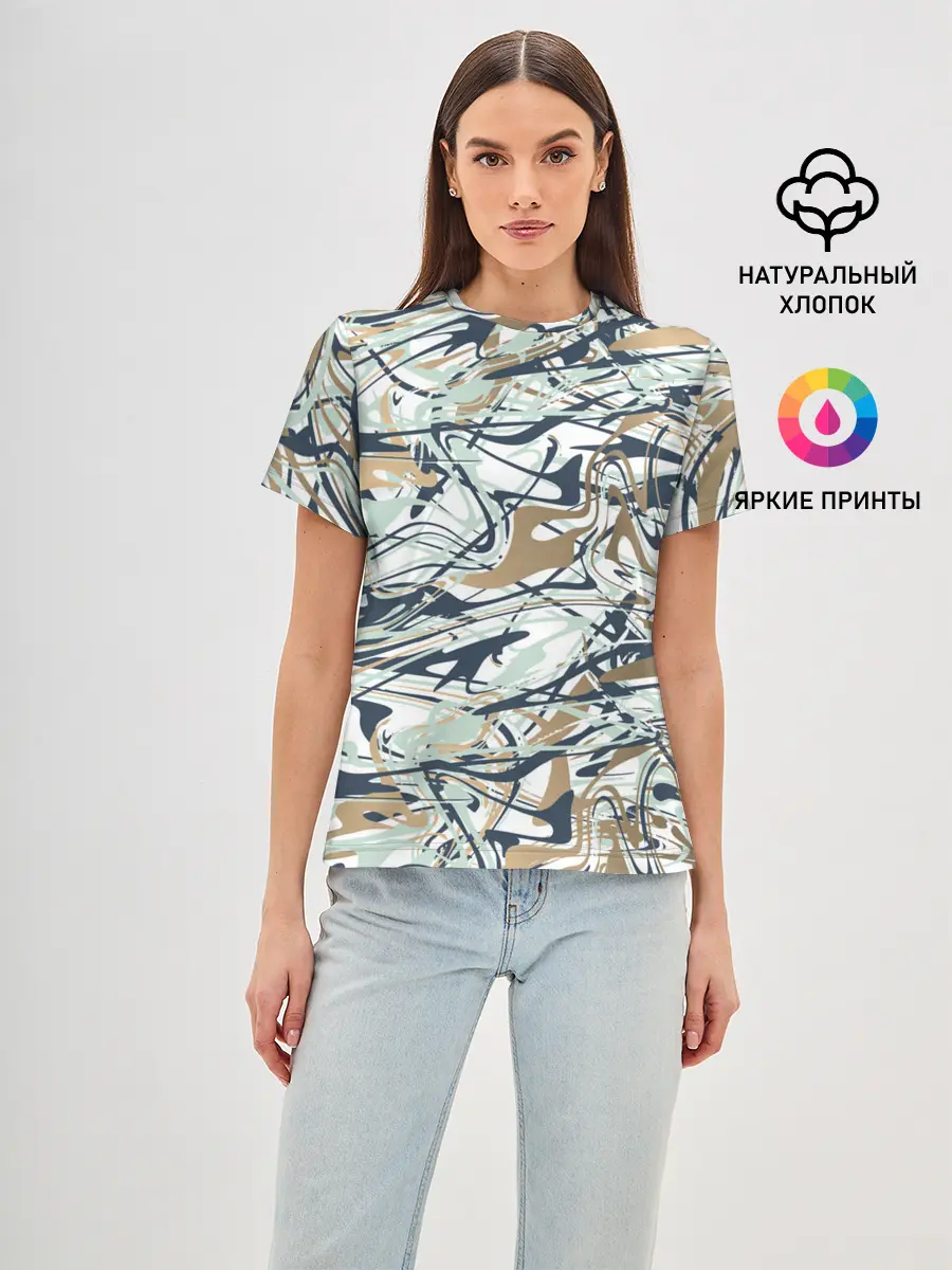 Женская базовая футболка / Узор красками