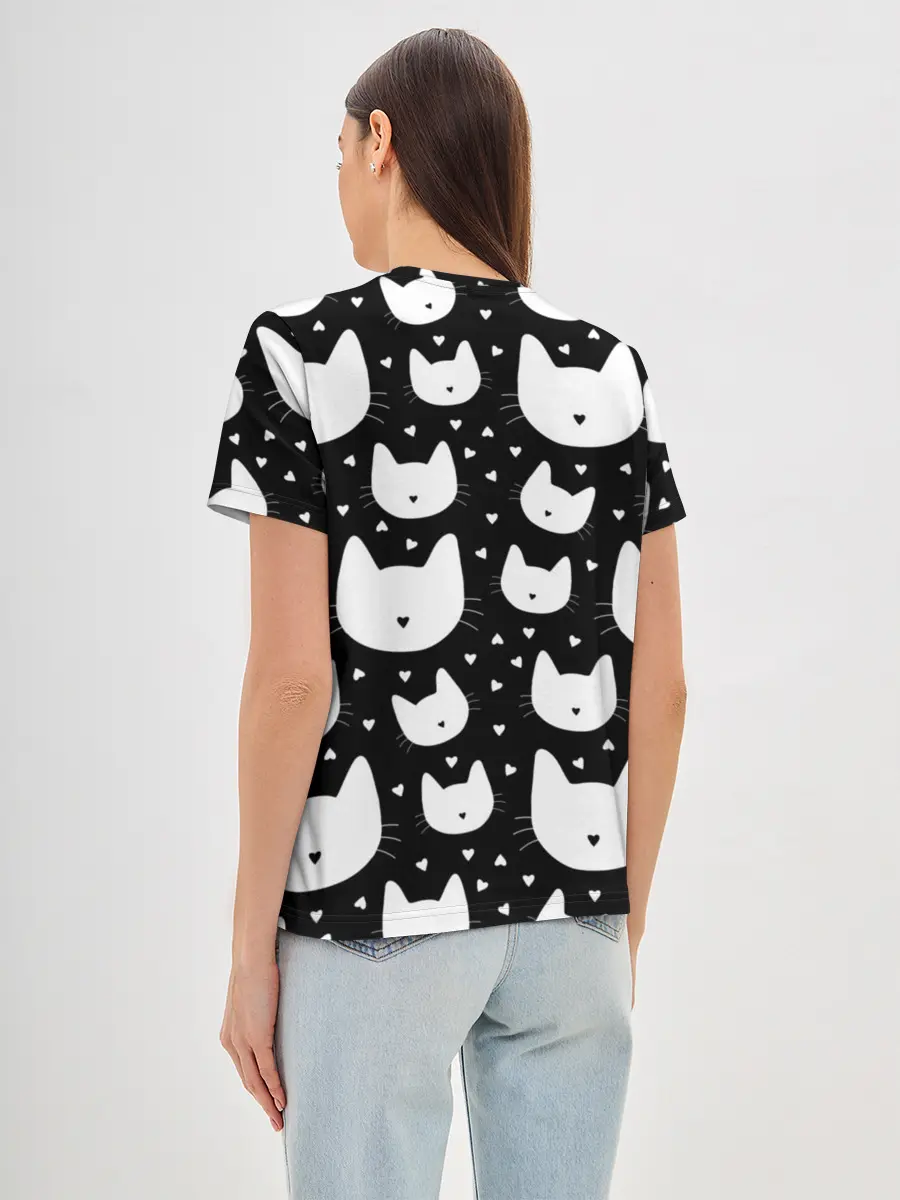 Женская базовая футболка / Love Cats Pattern