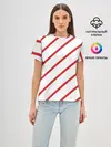 Женская базовая футболка / Полосы красные на белом