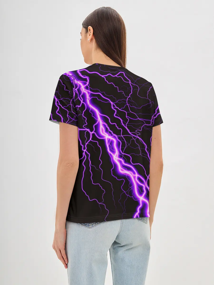 Женская базовая футболка / GENSHIN IMPACT МОЛНИЯ НЕОН