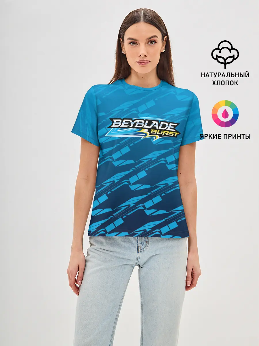 Женская базовая футболка / Beyblade Burst pattern