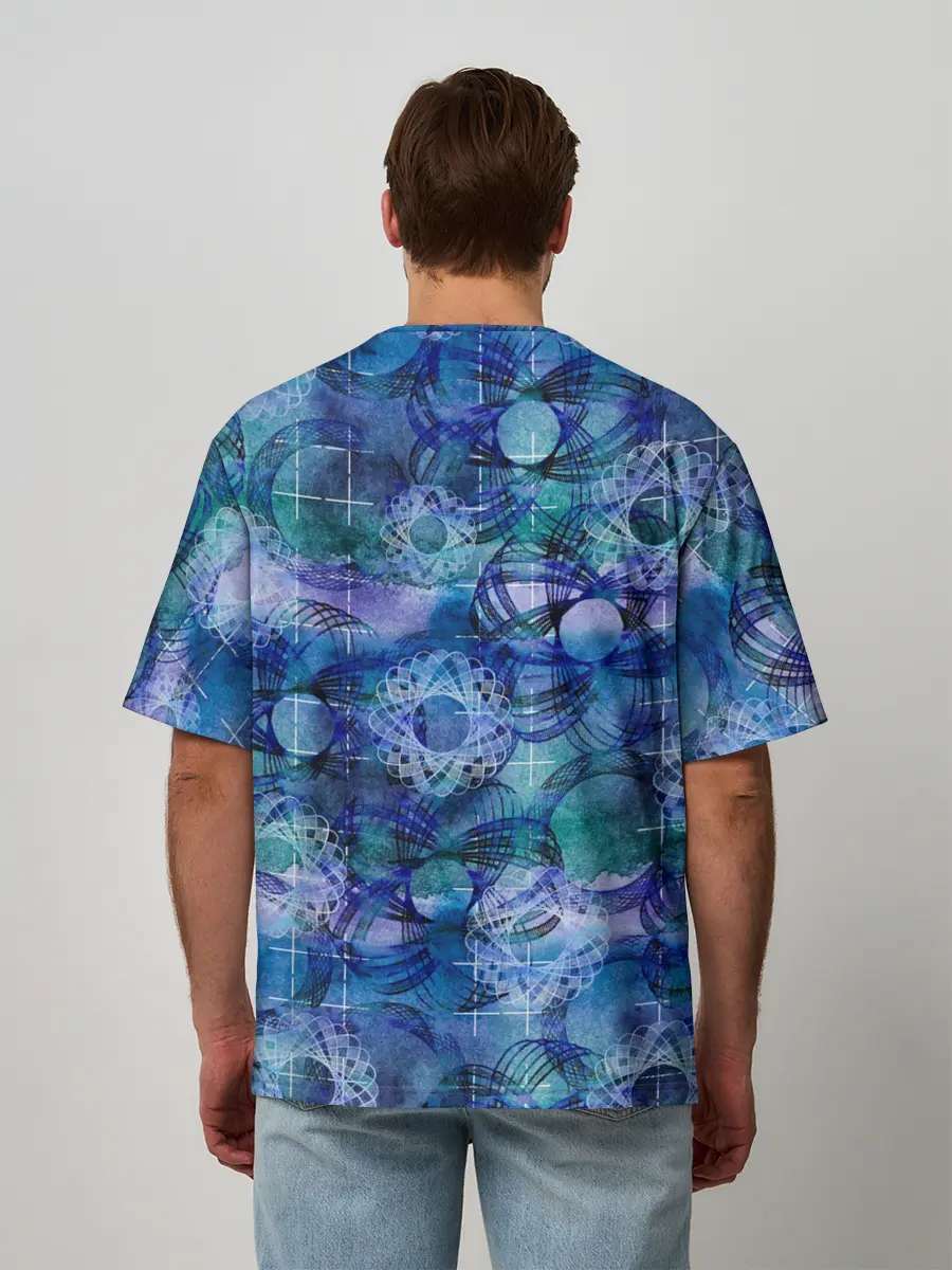 Мужская футболка оверсайз / Абстракция - акварельный узор