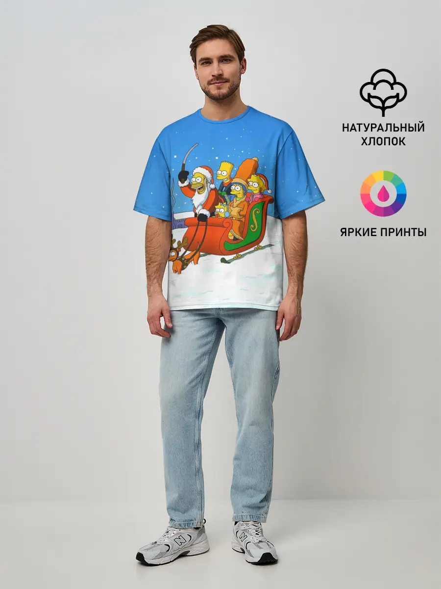 Мужская футболка оверсайз / Simpsons New Year