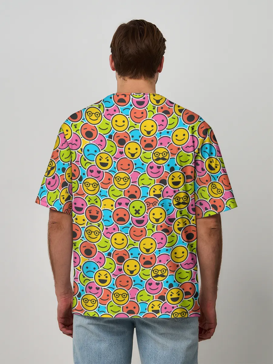 Мужская футболка оверсайз / Смайлики