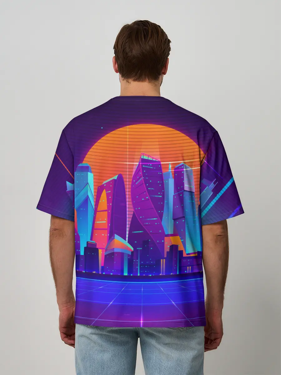 Мужская футболка оверсайз / НЕОНОВЫЙ ГОРОД