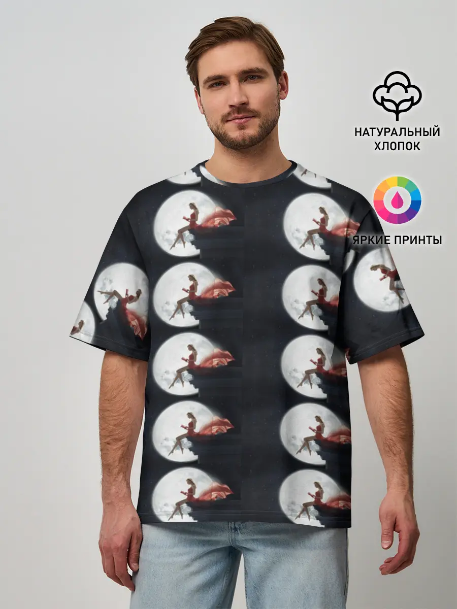 Мужская футболка оверсайз / Лунная девушка