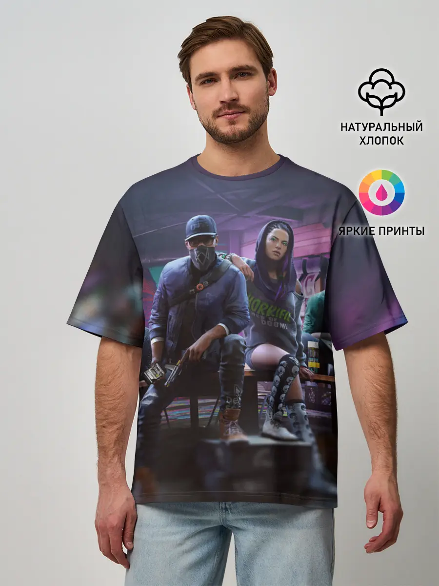 Мужская футболка оверсайз / Watch dogs