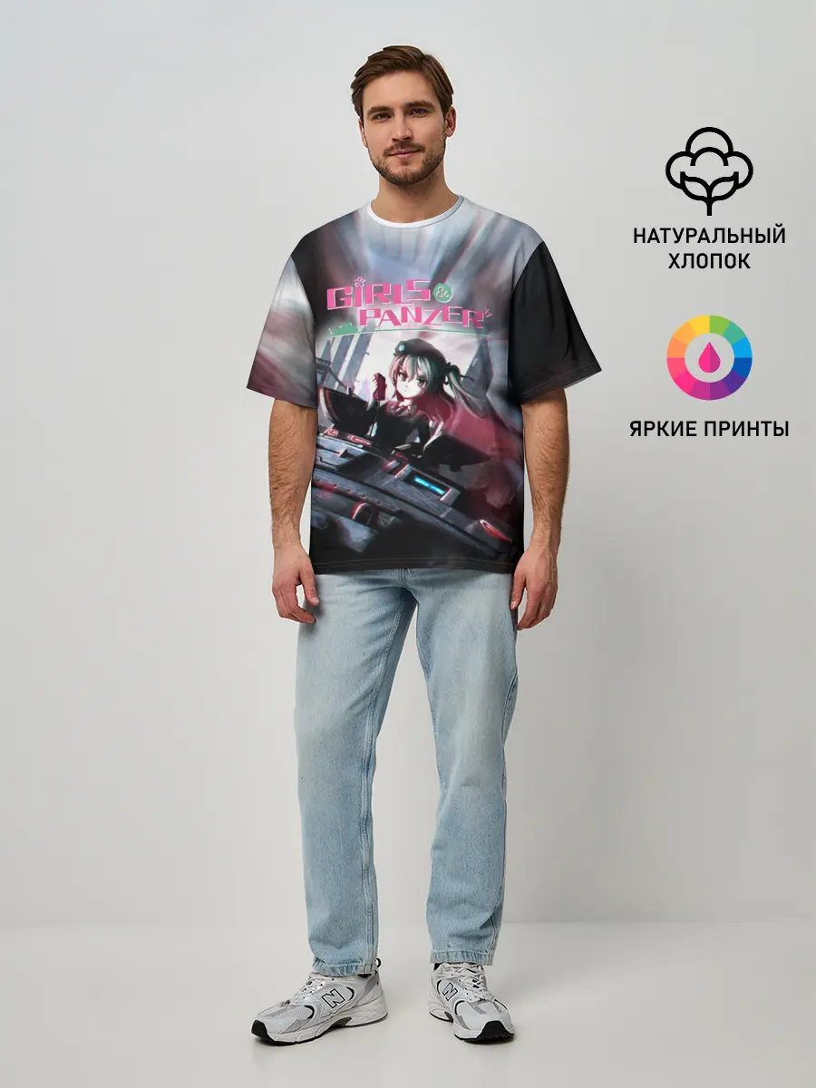 Мужская футболка оверсайз / Девушки и танки | Арису Симада