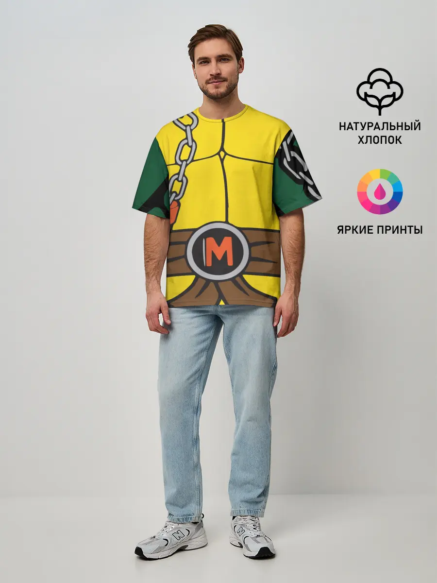 Мужская футболка оверсайз / Микеланджело Косплей