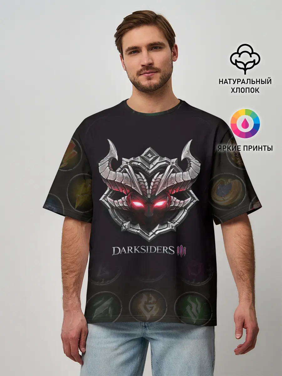 Мужская футболка оверсайз / Руны | Darksiders 3