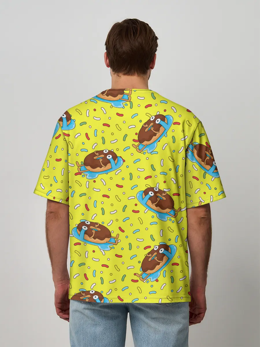 Мужская футболка оверсайз / Плачущий пончик