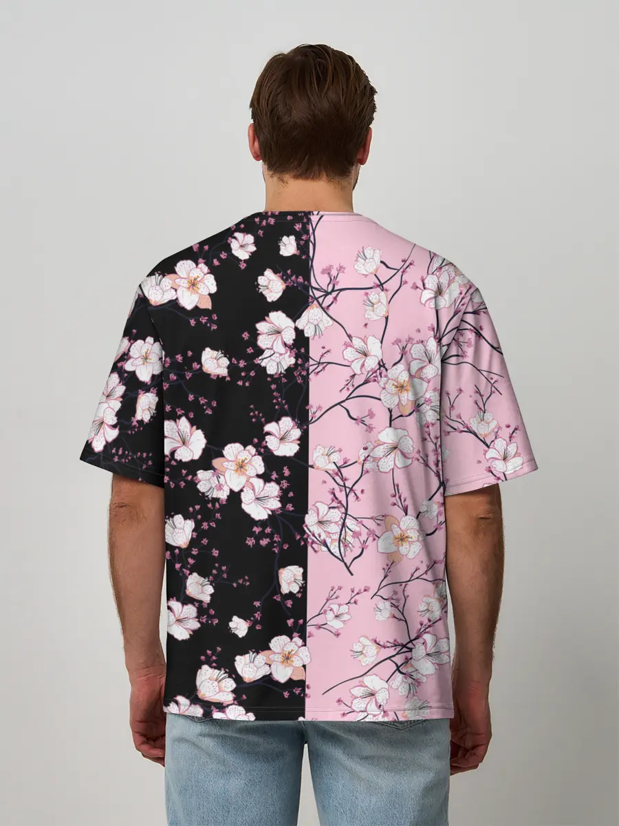 Мужская футболка оверсайз / САКУРА | SAKURA | ВИШНЯ