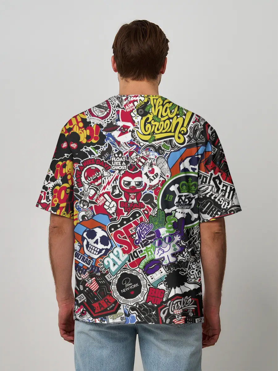Мужская футболка оверсайз / Stickerbombing New York