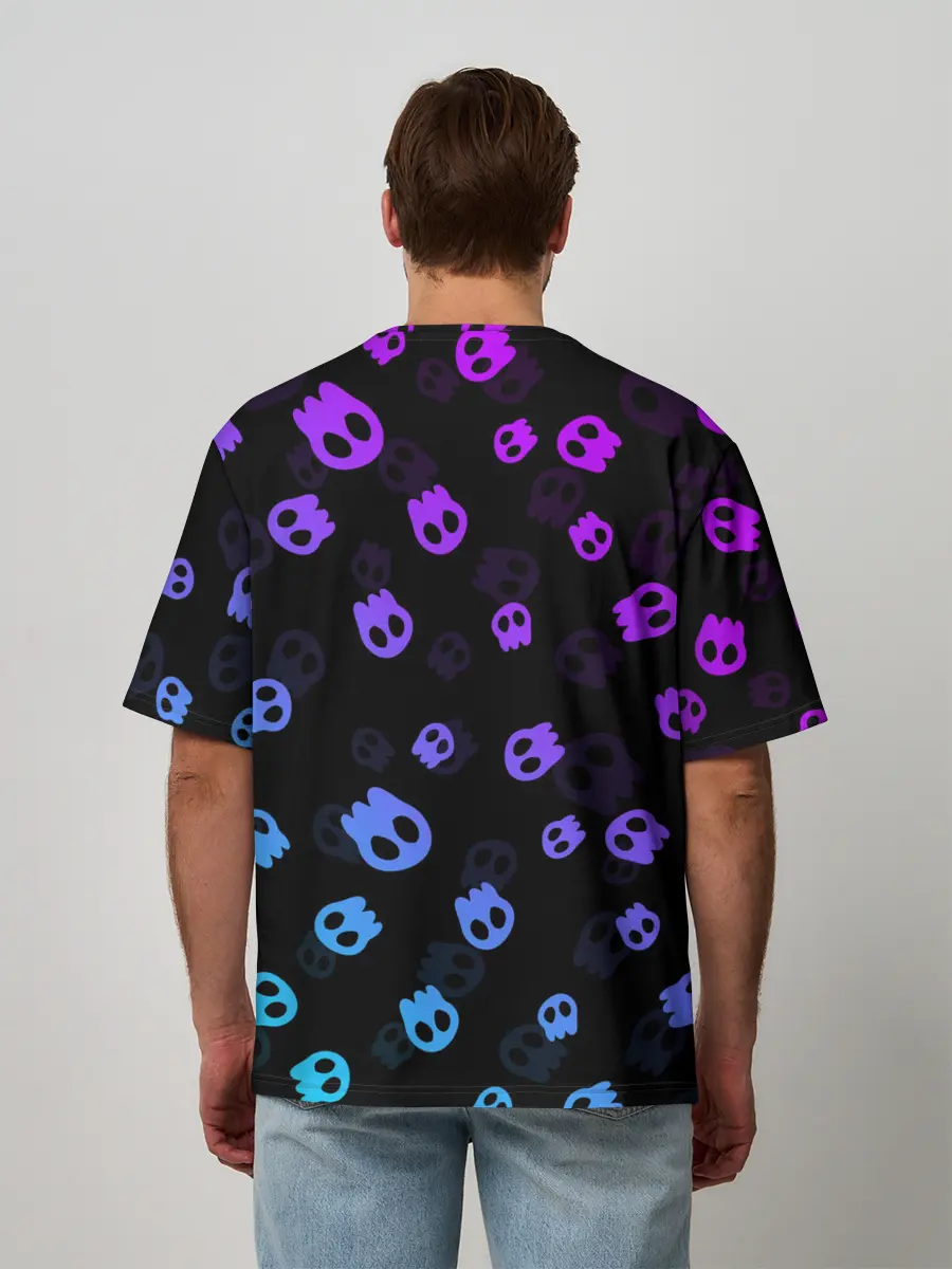 Мужская футболка оверсайз / НЕОНОВЫЕ ЧЕРЕПА