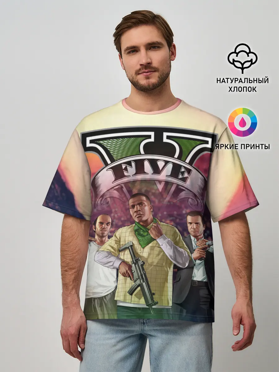 Мужская футболка оверсайз / GTA V | TEAM FOREVER AND EVER