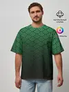 Мужская футболка оверсайз / Узор зеленая чешуя дракон