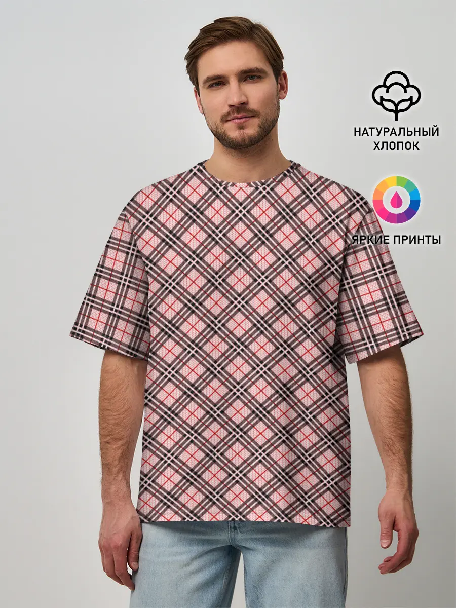 Мужская футболка оверсайз / Костюм в клетку