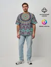 Мужская футболка оверсайз / Сиренево-голубой калейдоскоп .