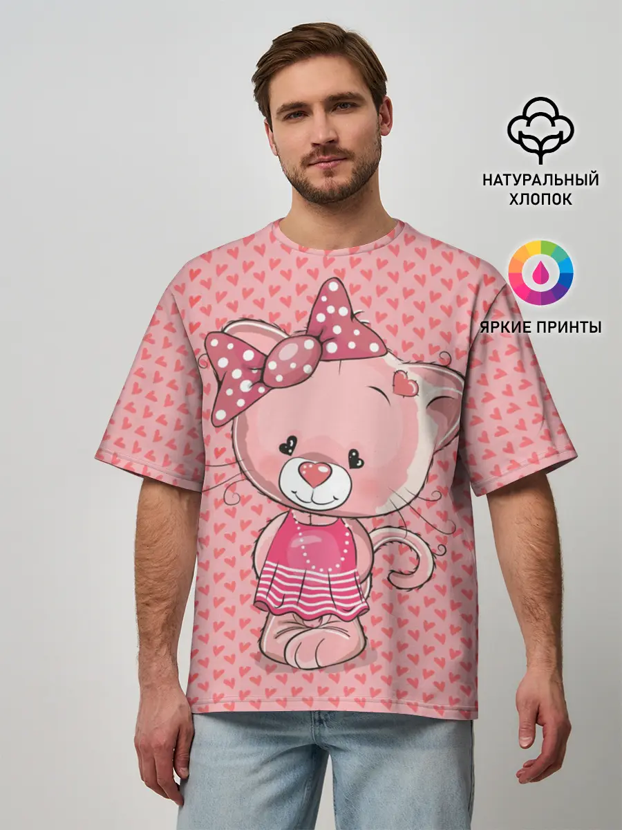 Мужская футболка оверсайз / Котенок