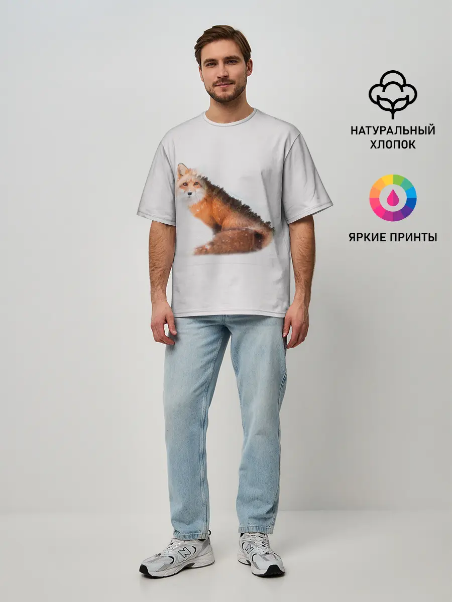 Мужская футболка оверсайз / Лисица