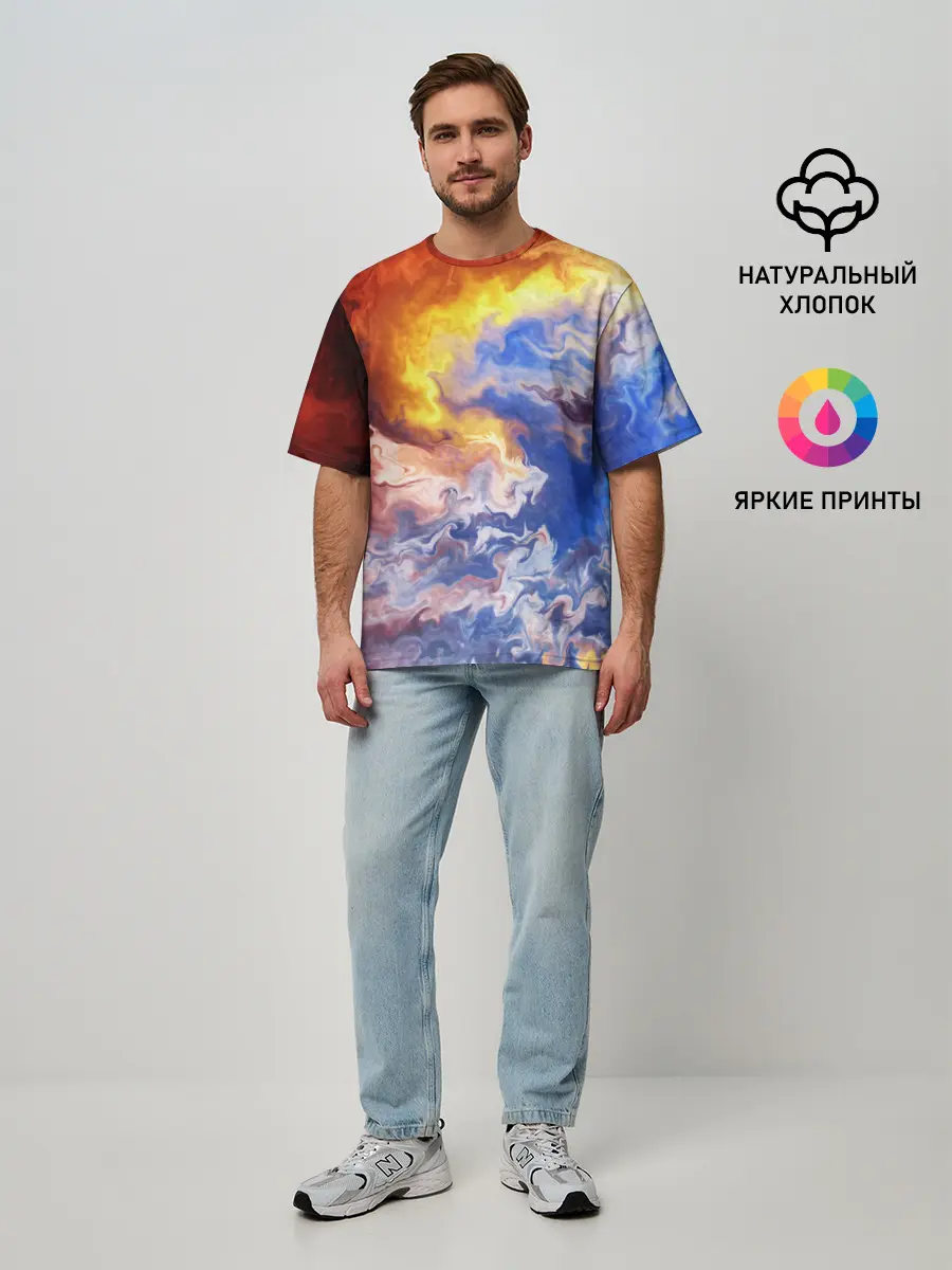 Мужская футболка оверсайз / Краски
