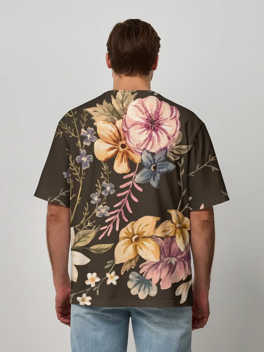 Мужская футболка оверсайз / цветы