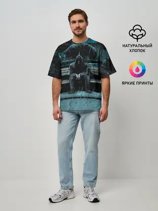 Мужская футболка оверсайз / Киану Ривз - комикс о боге