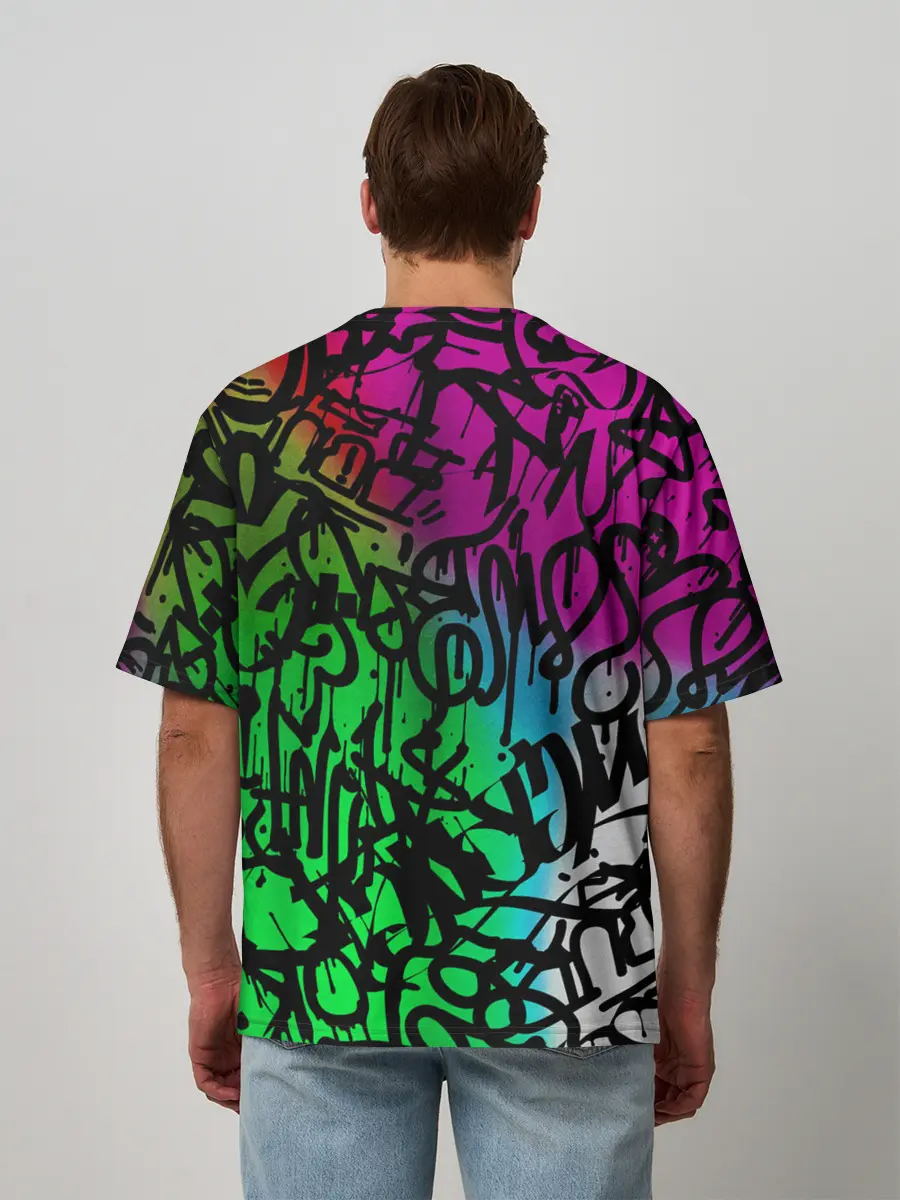 Мужская футболка оверсайз / Стена граффити