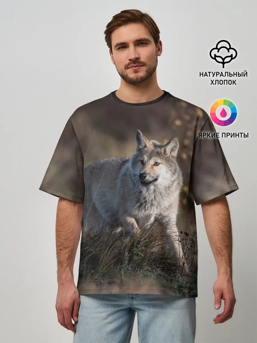 Мужская футболка оверсайз / WOLF