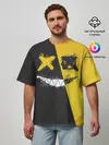 Мужская футболка оверсайз / Yellow and Black Emoji