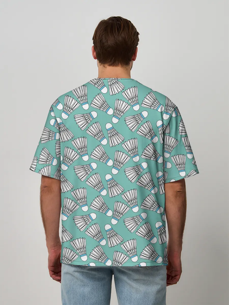 Мужская футболка оверсайз / Воланы на ментоловом