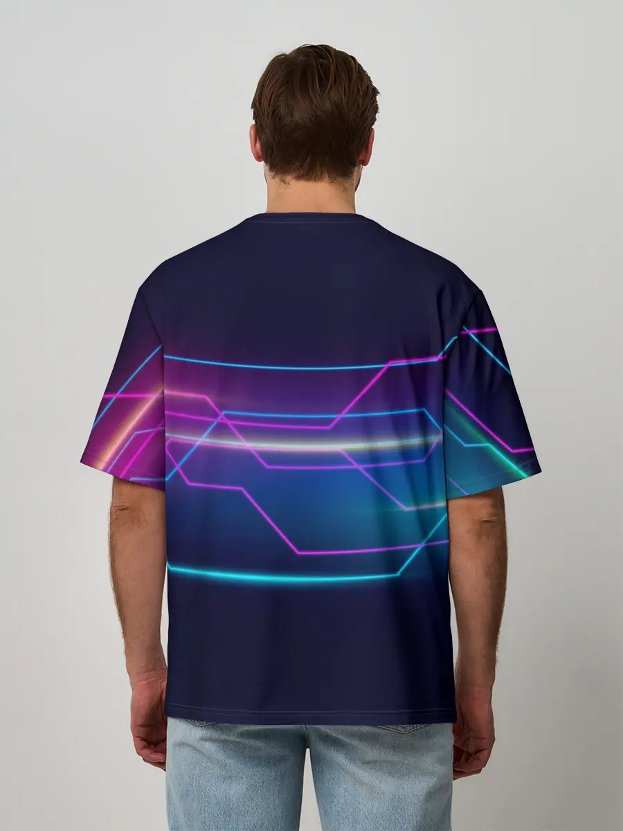 Мужская футболка оверсайз / Лазерные лучи