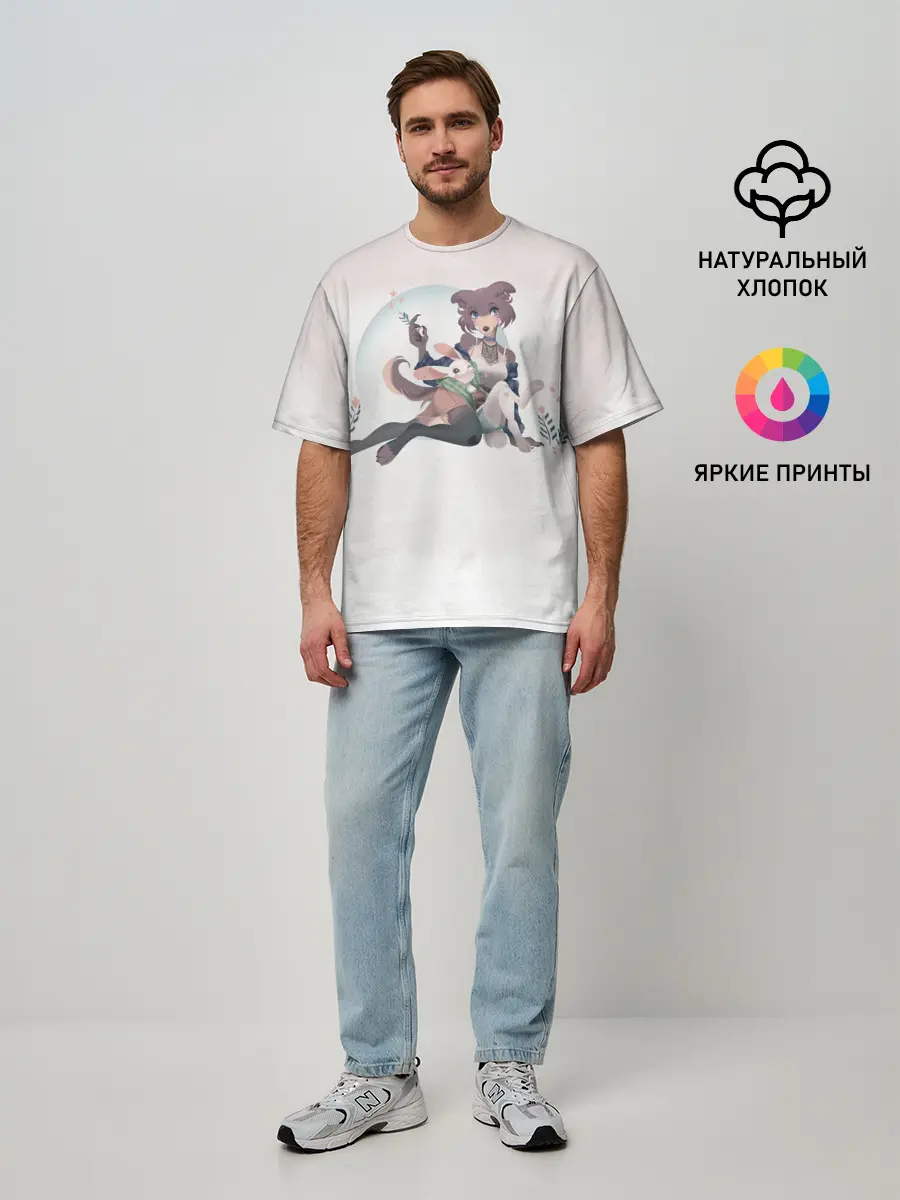 Мужская футболка оверсайз / Джуно и Хару