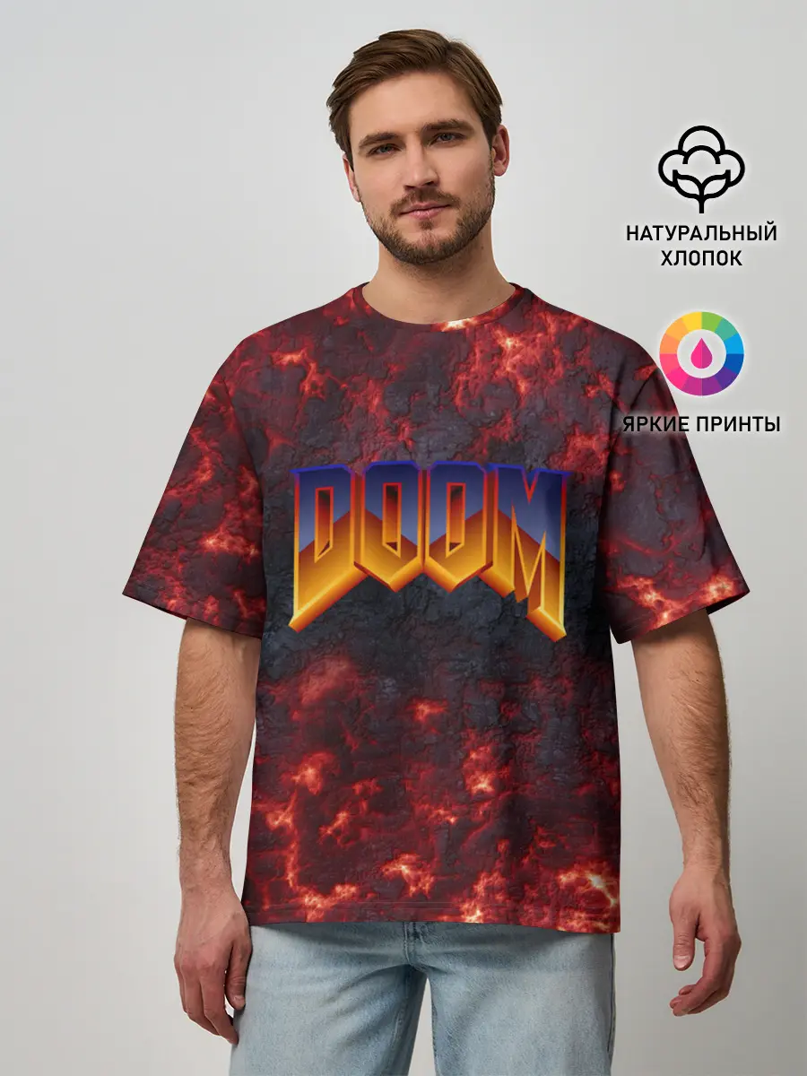 Мужская футболка оверсайз / DOOM | ДУМ