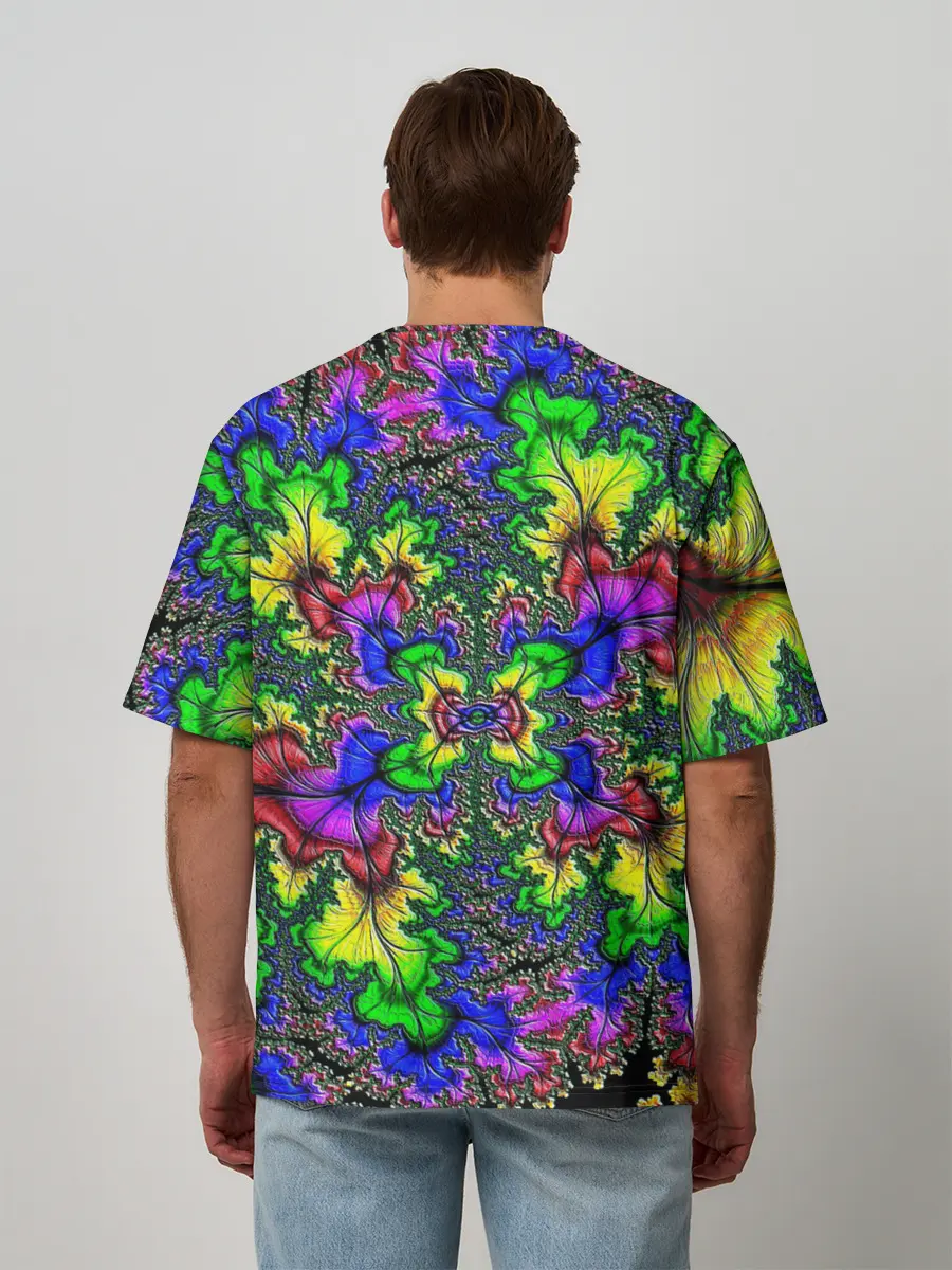 Мужская футболка оверсайз / НЕОНОВЫЙ ЦВЕТОК