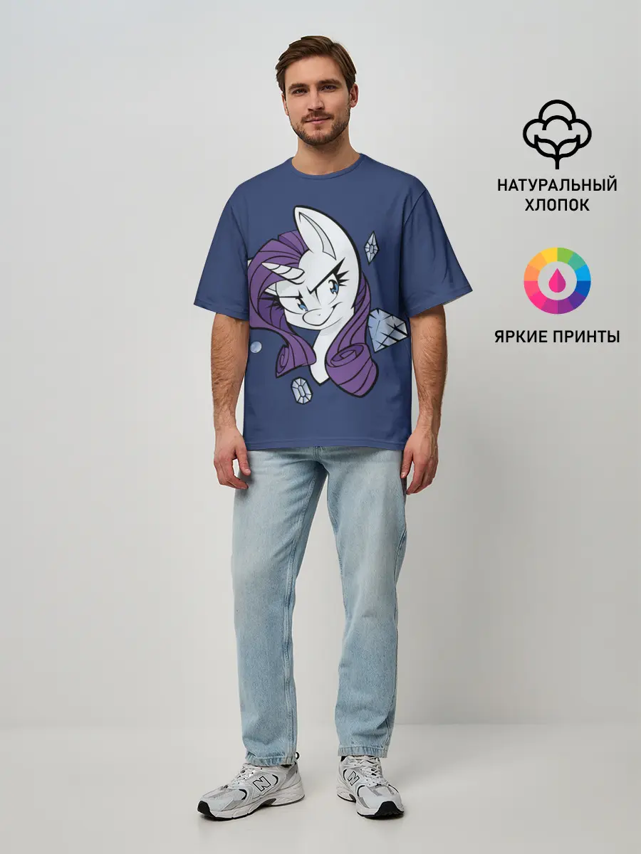 Мужская футболка оверсайз / Эплджек в алмазах