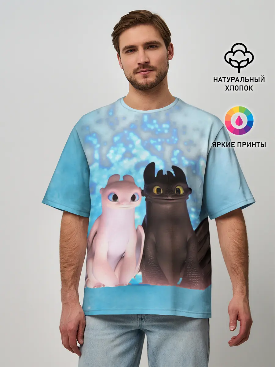 Мужская футболка оверсайз / ночная фурия