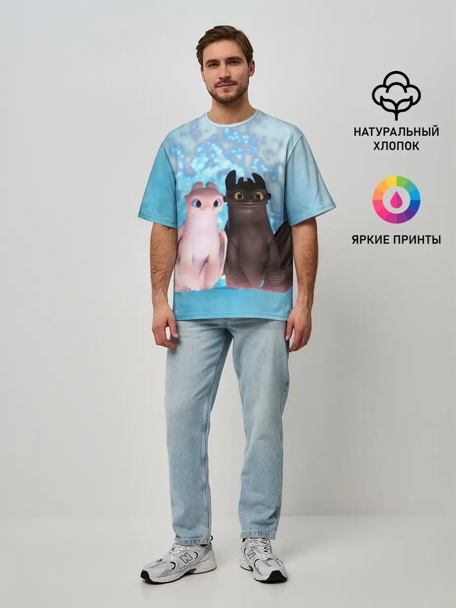 Мужская футболка оверсайз / ночная фурия