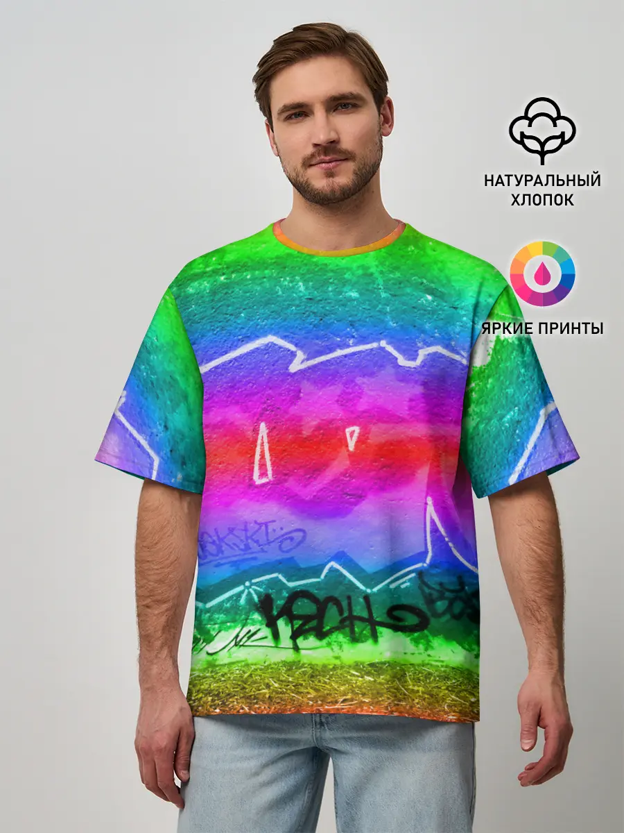 Мужская футболка оверсайз / GRAFFITI NEON